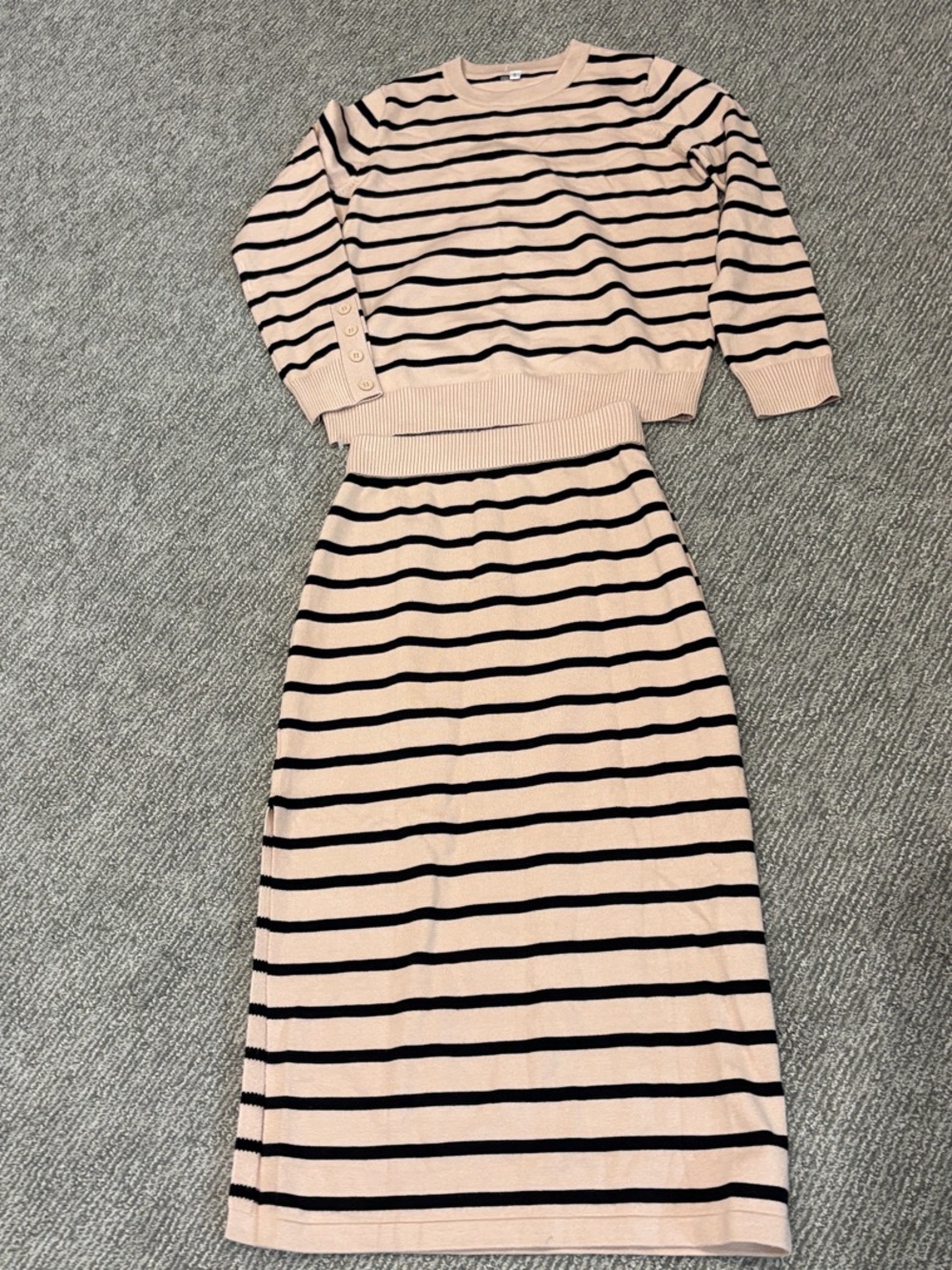 NWOT Striped Tan and Black Knit Two-Piece Dress Set- fall Perfect!!